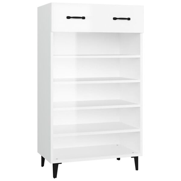 vidaXL Armoire &agrave; chaussures Blanc brillant 60x35x105cm Bois ing&eacute;nierie