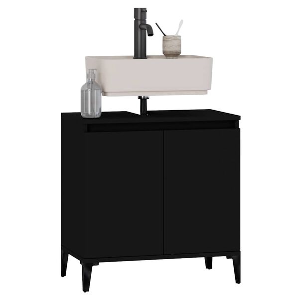 vidaXL Meuble d'&eacute;vier noir 58x33x60 cm bois d'ing&eacute;nierie