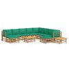 vidaXL Salon de jardin 12 pcs avec coussins vert bambou