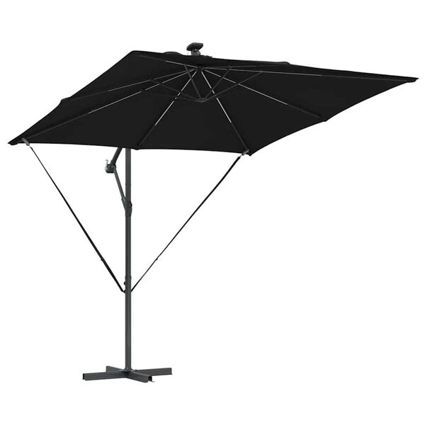 vidaXL Parasol banane &agrave; m&acirc;t d&eacute;port&eacute; Noir 249 x 249 x 250 cm
