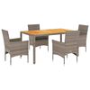 vidaXL Ensemble &agrave; manger de jardin et coussins 5 pcs gris rotin acacia