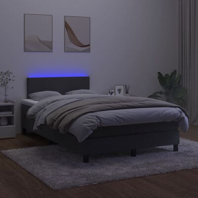 vidaXL Sommier à lattes de lit avec matelas LED Noir 120x200cm Velours