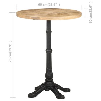 vidaXL Table de bistro Ø60x76 cm Bois de manguier brut