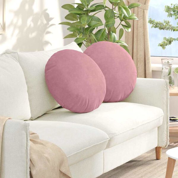 vidaXL Coussins de si&egrave;ge 2 pcs Rose &Oslash; 40 x 13 cm Velours