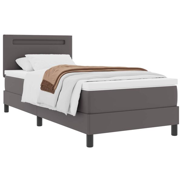 vidaXL Lit &agrave; ressorts avec matelas Gris 90 x 200 cm Simili cuir