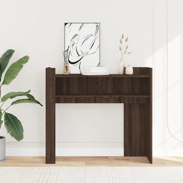 vidaXL Table console ch&ecirc;ne marron 100x35x90 cm bois d'ing&eacute;nierie