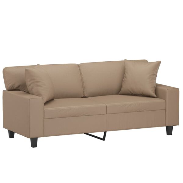vidaXL Canap&eacute; 2 places avec oreillers cappuccino 140 cm similicuir