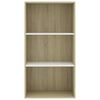 vidaXL Biblioth&egrave;que 3 niveaux Blanc et ch&ecirc;ne sonoma bois d&rsquo;ing&eacute;nierie