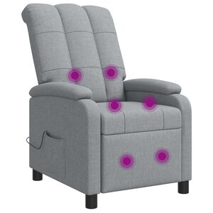 vidaXL Fauteuil de massage inclinable Gris clair Tissu