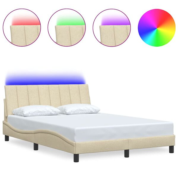 vidaXL Cadre de lit sans matelas Hanko cr&egrave;me 120x200 cm tissu
