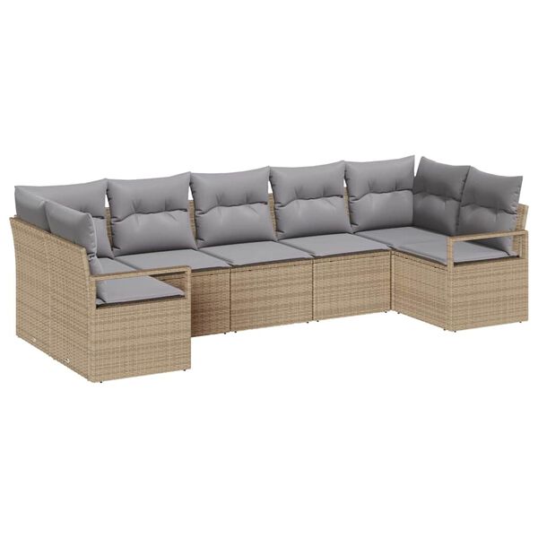vidaXL Ensemble de canap&eacute; de jardin 7 pcs Beige et Gris clair