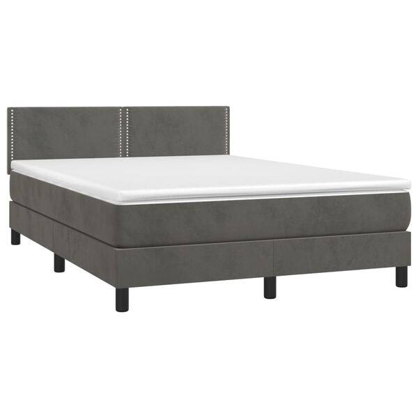 vidaXL Sommier &agrave; lattes de lit avec matelas LED Gris fonc&eacute; 140x190 cm