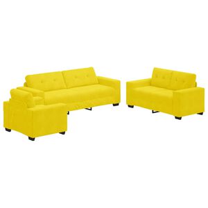 vidaXL Ensemble de Canap&eacute;s 3 pc Jaune Velours