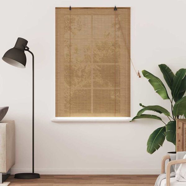 vidaXL Store enrouleur avec des rideaux Marron 100 x 160 cm Bambou