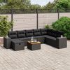vidaXL Salon de jardin 9 pcs avec coussins noir r&eacute;sine tress&eacute;e