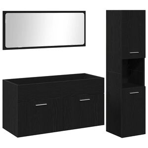 vidaXL Ensemble de mobilier de salle de bain 3 pcs Ch&ecirc;ne noir