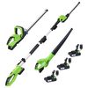 vidaXL Set outils &eacute;lectriques jardin sans fil 3pcs chargeurs/batteries