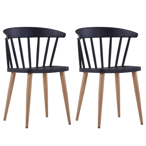 vidaXL Chaises à manger lot de 2 noir plastique