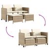 vidaXL Canap&eacute; de jardin 2 places avec table et tabourets beige rotin