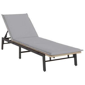 vidaXL Chaise longue avec coussin beige r&eacute;sine tress&eacute;e