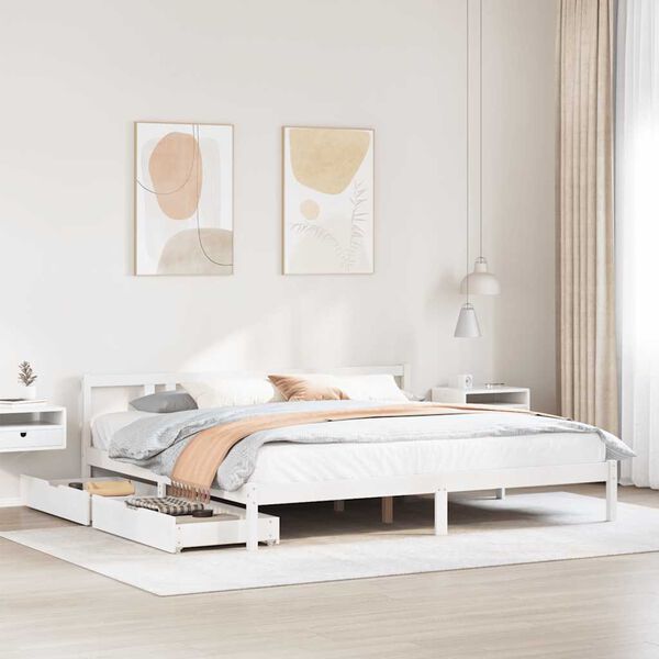 vidaXL Cadre de lit sans matelas blanc 200x200 cm bois massif de pin