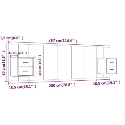 vidaXL Tête de lit avec armoires Blanc Bois d’ingénierie