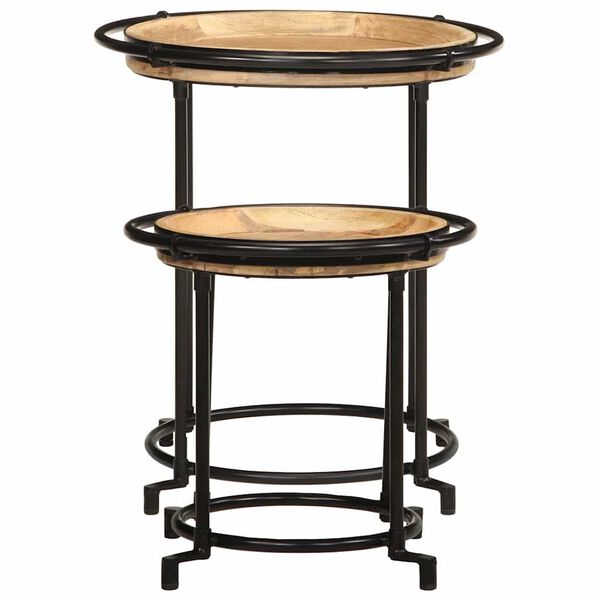 vidaXL Ensemble de table d'appoint 2 pcs bois massif de manguier