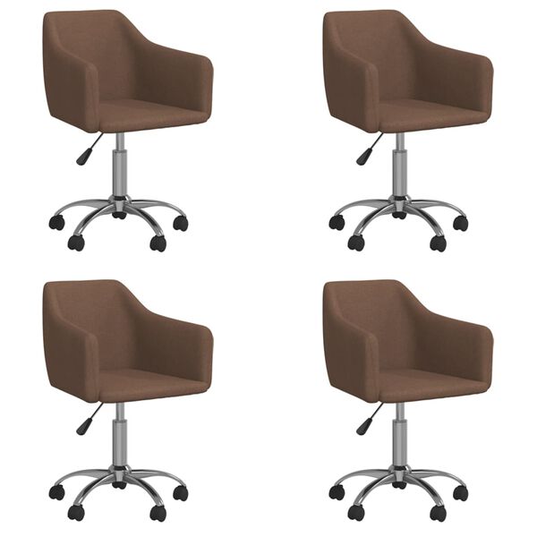 vidaXL Chaises pivotantes &agrave; manger lot de 4 marron tissu