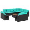 vidaXL Ensemble de canap&eacute; de jardin 13 pcs avec coussins noir r&eacute;sine tress&eacute;e
