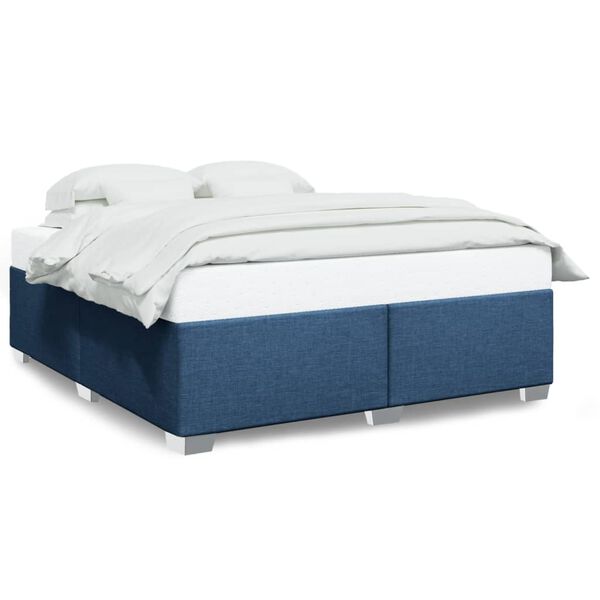 vidaXL Cadre de lit sans matelas bleu 200x200 cm tissu