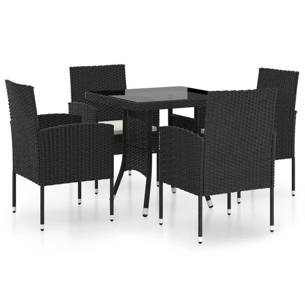 vidaXL Ensemble à manger de jardin 5 pcs Résine tressée Noir
