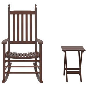 vidaXL Chaise &agrave; bascule avec table pliable marron bois massif peuplier