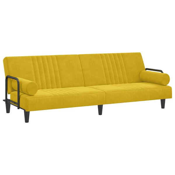 vidaXL Canap&eacute;-lit avec accoudoirs jaune velours