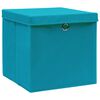vidaXL Bo&icirc;tes de rangement et couvercles 4 pcs Bleu 32x32x32 cm Tissu