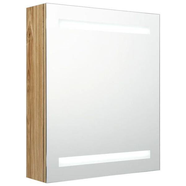 vidaXL Armoire de salle de bain &agrave; miroir LED ch&ecirc;ne 50x14x60 cm