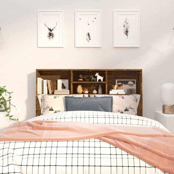 vidaXL Armoire de t&ecirc;te de lit Ch&ecirc;ne fum&eacute; 120x19x103,5 cm