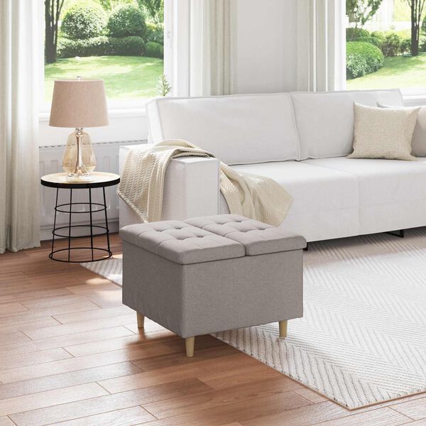vidaXL Tabouret bouton avec coussin Taupe 60 x 60 x 45 cm tissu