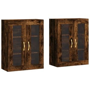 vidaXL Armoires murales 2 pcs ch&ecirc;ne fum&eacute; bois d'ing&eacute;nierie