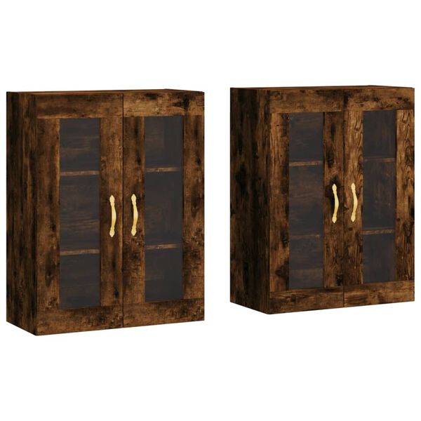 vidaXL Armoires murales 2 pcs ch&ecirc;ne fum&eacute; bois d'ing&eacute;nierie
