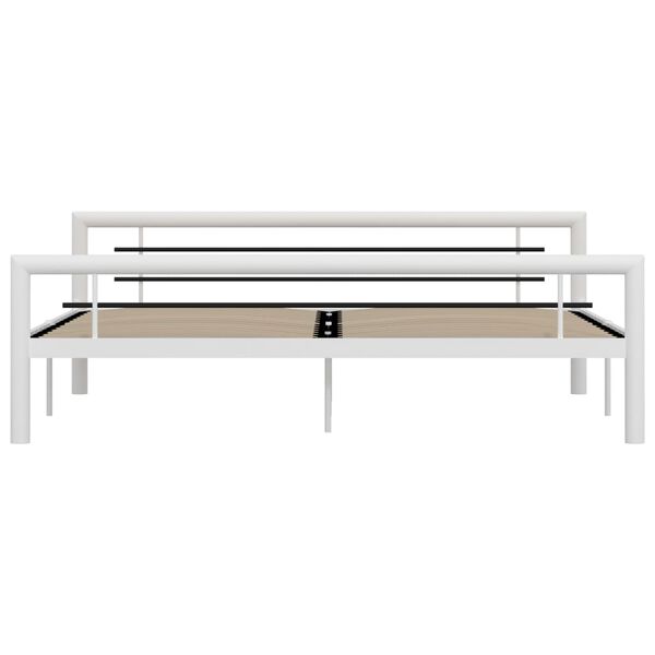 vidaXL Cadre de lit sans matelas blanc et noir m&eacute;tal 180x200 cm