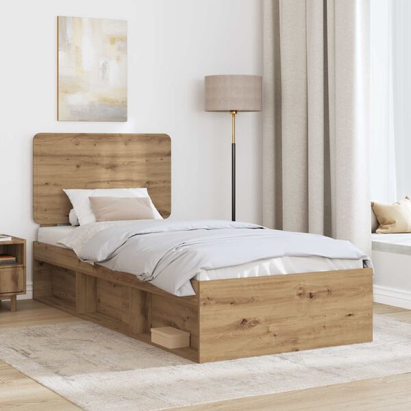 vidaXL Cadre de lit Ch&ecirc;ne artisan 100 x 200 cm Bois de pin massif