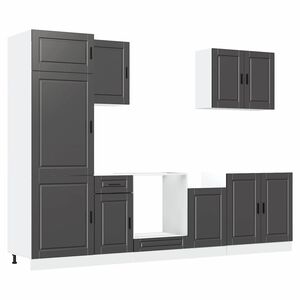 vidaXL Ensemble de 7 meubles de cuisine "Porto" en bois d'ing&eacute;nierie noir