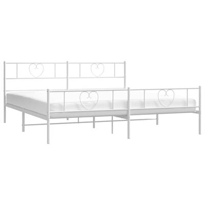 vidaXL Cadre de lit métal sans matelas et pied de lit blanc 183x213 cm