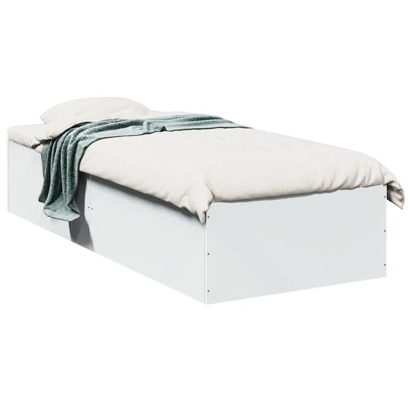 vidaXL Cadre de lit sans matelas blanc 75x190 cm bois d'ingénierie