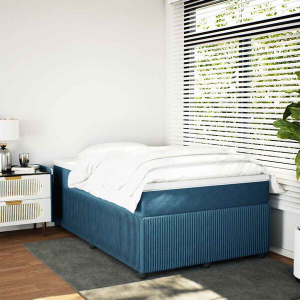 vidaXL Sommier &agrave; lattes de lit et matelas bleu fonc&eacute; 120x190cm velours