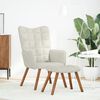 vidaXL Fauteuil relax avec tabouret en velours cr&egrave;me