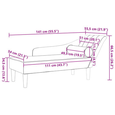 vidaXL Chaise longue avec coussins bleu velours