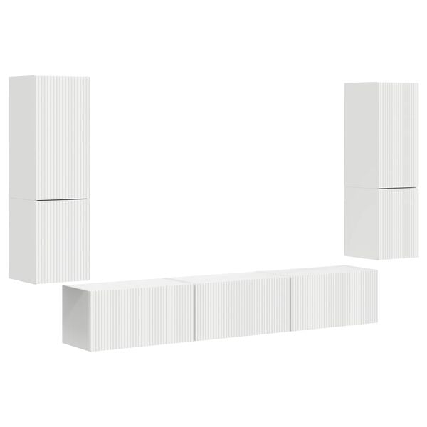 vidaXL Ensemble meuble TV Montage mural 4 pcs Blanc Bois d'ing&eacute;nierie