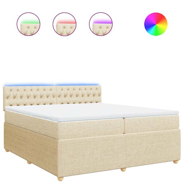 vidaXL Sommier &agrave; lattes de lit avec matelas Cr&egrave;me 200x200 cm Tissu