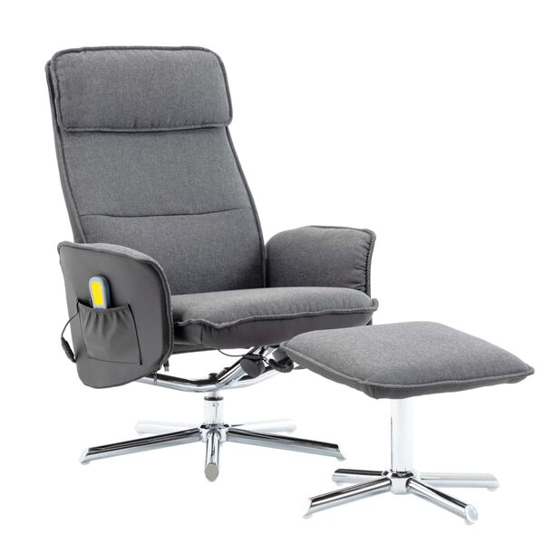 vidaXL Fauteuil de massage inclinable repose-pieds gris et noir tissu